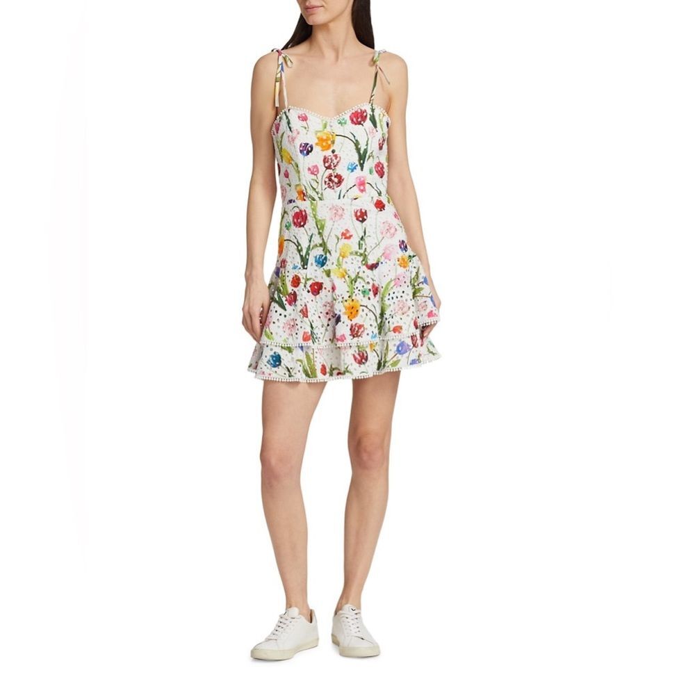 Alice + Olivia Rosette Floral Print Cotton Mini Dress, NWT, Size XS - Picture 13 of 16